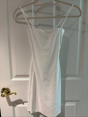 White Eyelet Slip Dress with Spaghetti Straps